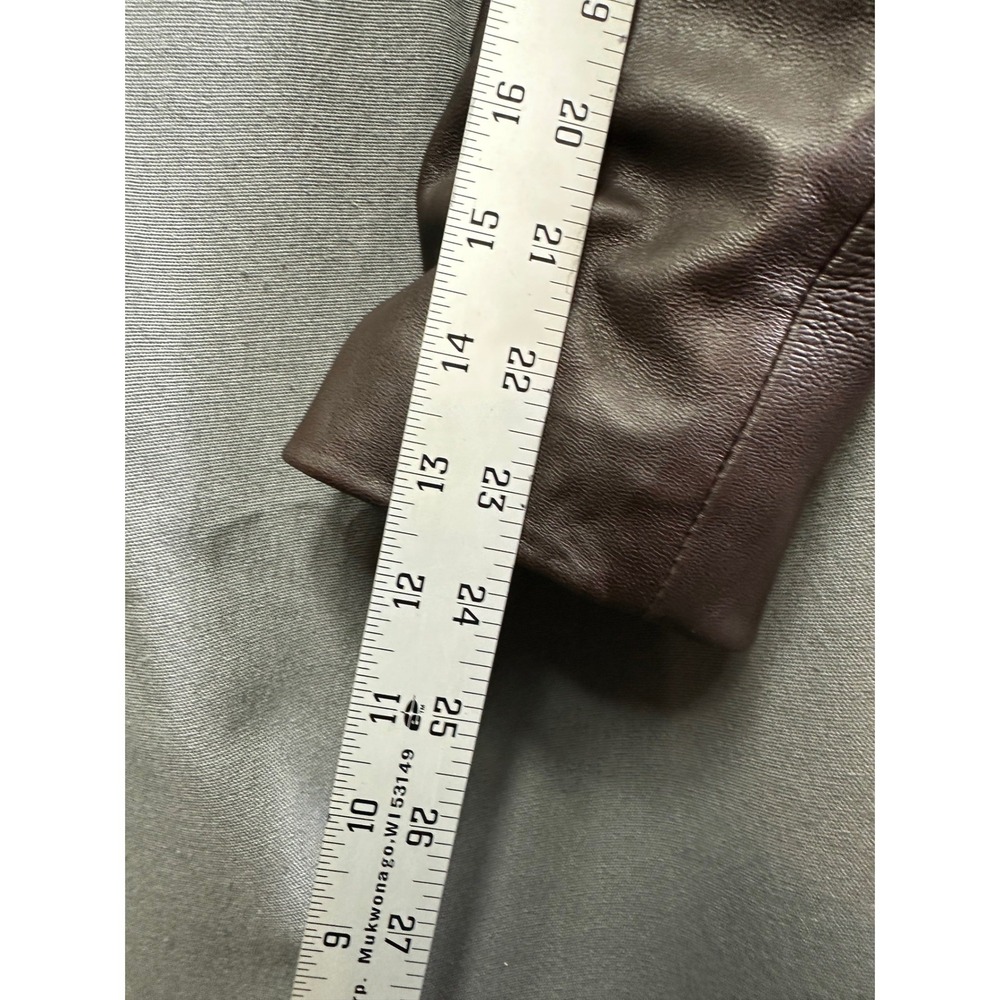 Siena Brown Leather Jacket Women's Large Button Front Tailored Blazer Coat L - Picture 7 of 10